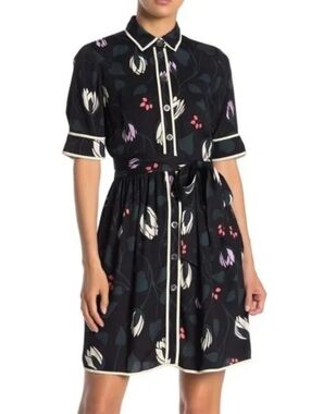 Kate Spade Deco Bloom Short Sleeve Shirt Dress Size 0